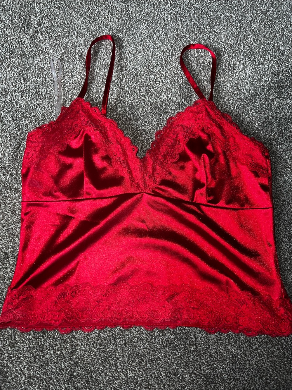 Steve Madden Red Satin Lace Chemise Slip Top